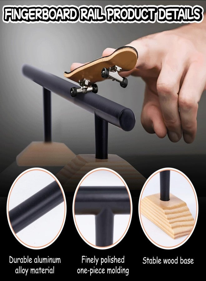 WodGod Professional Fingerboard Rail - Durable Aluminum Alloy Material,Finely Polished One-Piece Molding,Equipped with Non-Slip Mat and Stable Textured Wooden Base,Black,Round Rail - Image 2